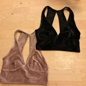 COLSIE 2 Velvet Bralettes Size XS women Black & Pink Racerback Casual AC11